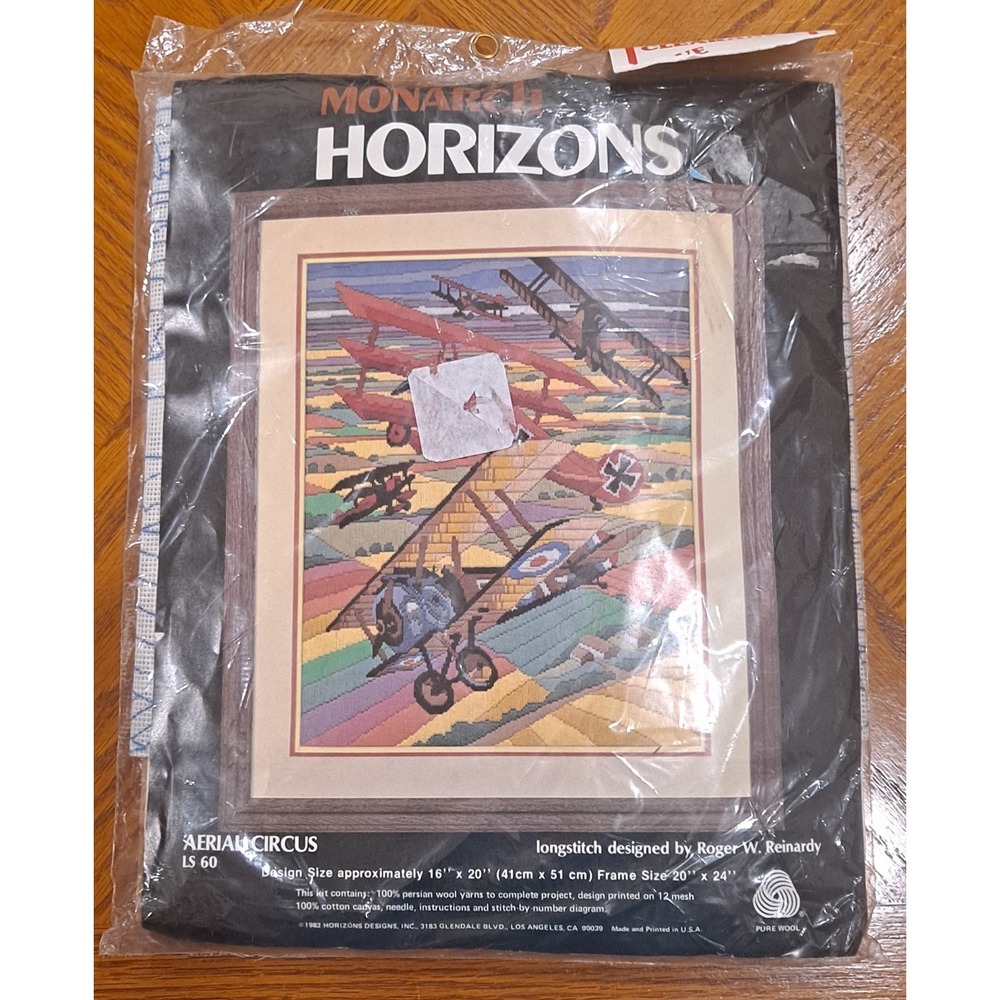 Vintage Monarch Horizons Longstitch Embroidery Kit Aerial Circus 16×20